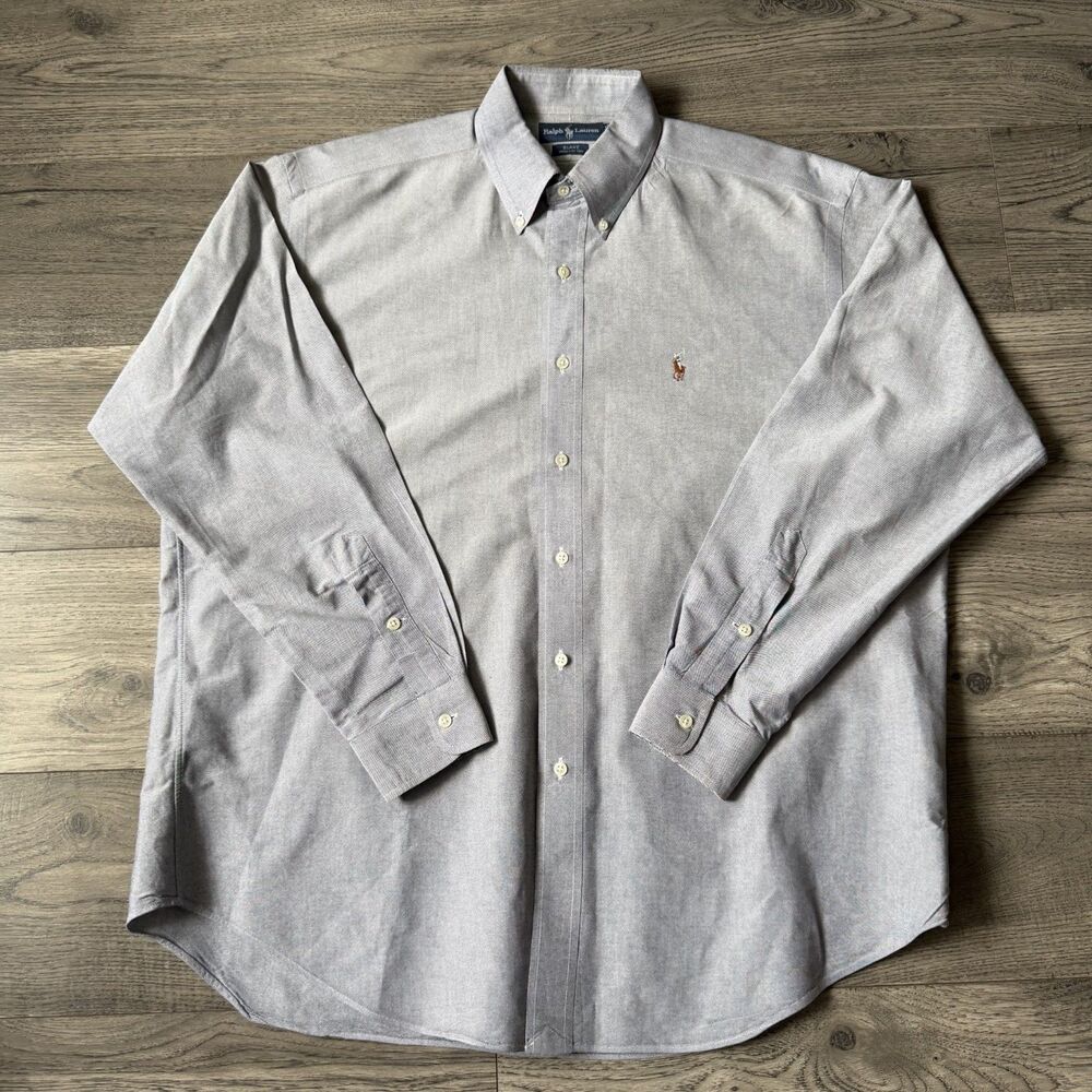 Ralph Lauren Blake 100% Cotton Gray Button Down Shirt - Size Large